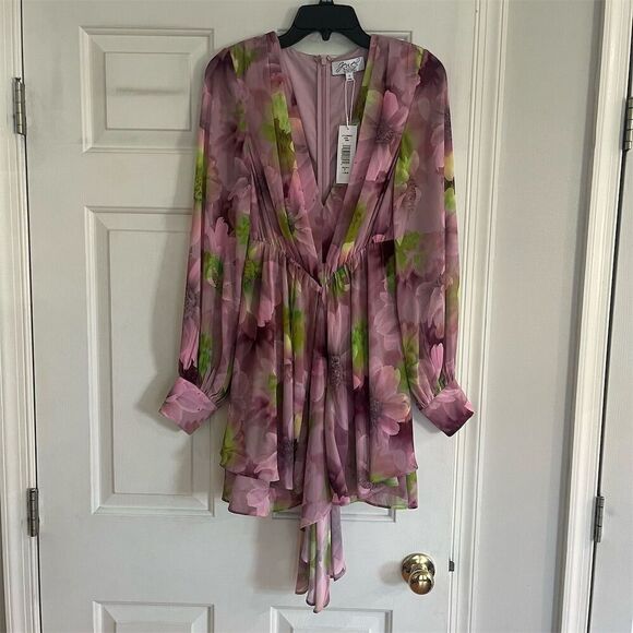 Badgley Mischka Women's Floral Georgette Mini Dress Size 2 Multicolor - Picture 1 of 7